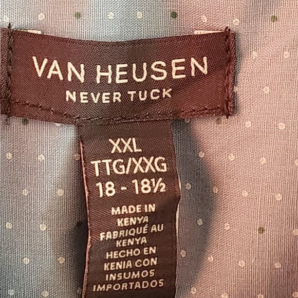 Van Heusen Navy Paisley Print Cotton Blend Never Tuck Shirt - Picture 4 of 5